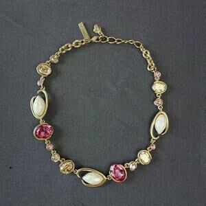 Oscar de la Renta Baroque Pearl O Logo Crystal Statement Necklace